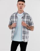 Allsaints Oversized Shirt In Blue Check - Blue