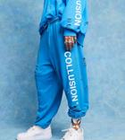 Collusion Oversized Ripped Logo Sweatpants In Blue - Part Of A Set-blues