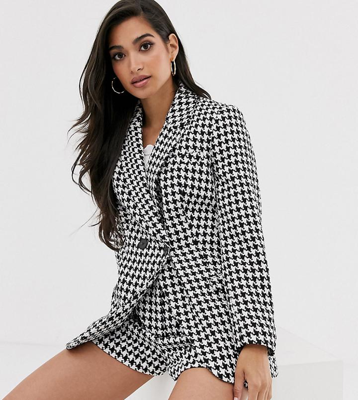 Asos Design Petite Dogstooth Suit Blazer