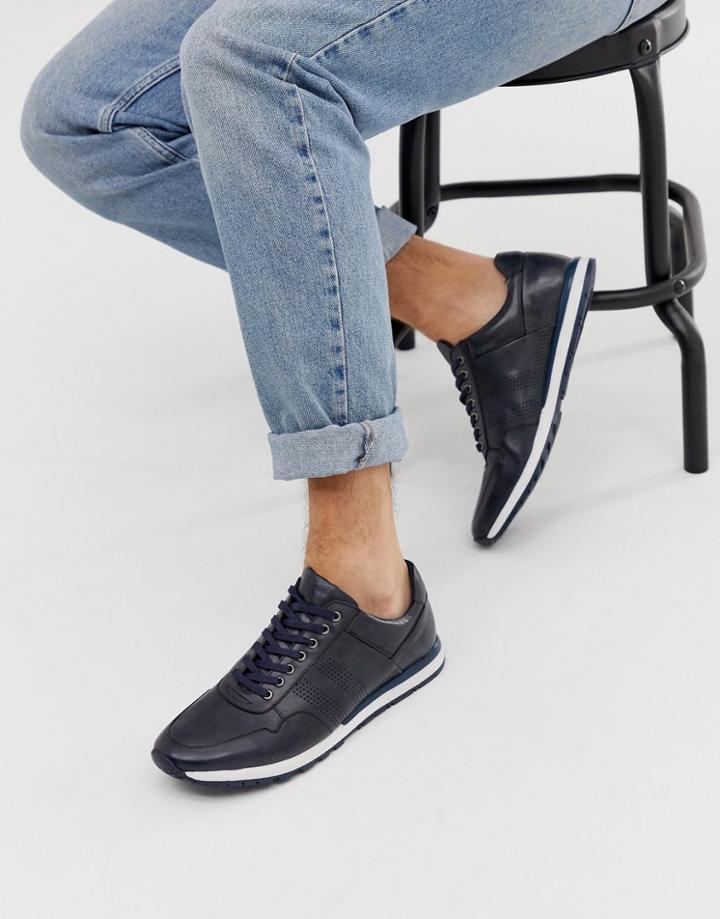Silver Street Leather Sneaker In Navy - Navy