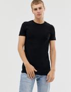 Asos Design Muscle Fit T-shirt With Crew Neck With Roll Sleeve In Black - Black