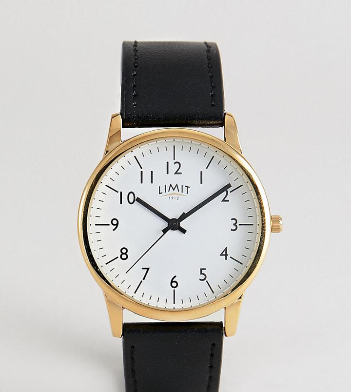 Limit Faux Leather Watch In Black Exclusive To Asos 38mm - Black