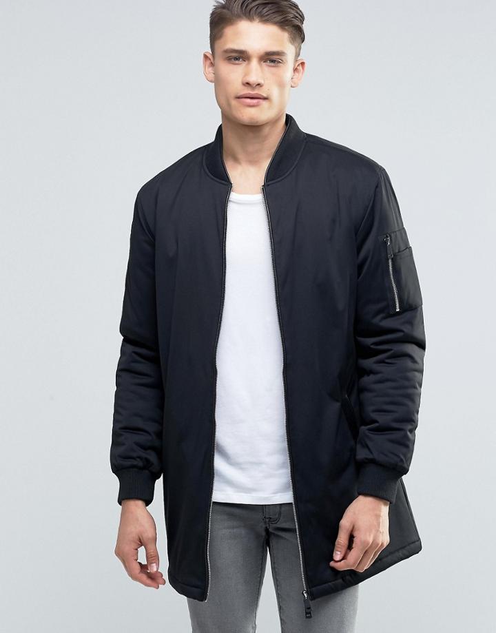 Brave Soul Long Line Jacket - Black