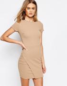 Daisy Street Shift Dress With Wrap Skirt - Camel