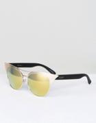 Quay Australia Zig Sunglasses With Bar Detail - Gold