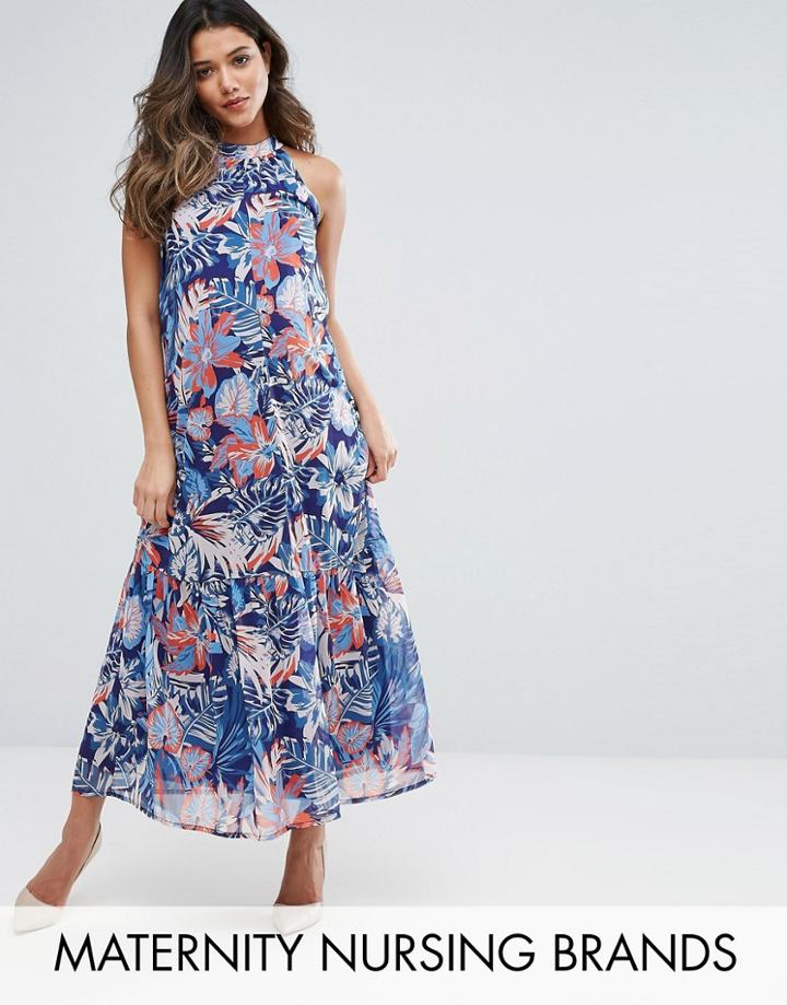 Gebe Maternity Nursing Woven Printed Maxi Dress - Multi