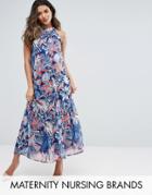 Gebe Maternity Nursing Woven Printed Maxi Dress - Multi