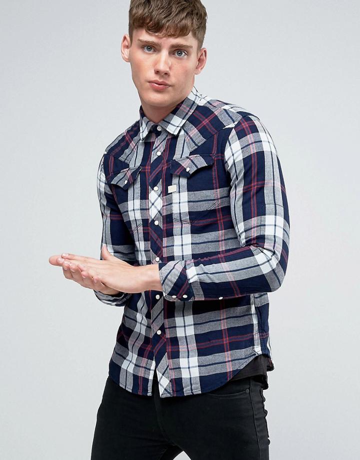 G-star Tacoma Logo Check Shirt - Navy