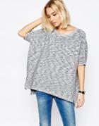 Paisie Ribbed Short Sweater With Batwing Sleeve - Gray