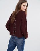 Brave Soul Tie Back Sweater - Red