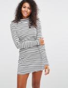 Brave Soul Turtleneck Stripe Dress - Cream