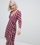 New Look Wrap Asymmetric Stripe Midi Dress