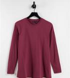 Asos Design Maternity Ultimate T-shirt With Long Sleeve In Cotton Blend In Burgundy-red