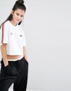 Ellesse Retro Crop T-shirt With Tape Detail - White
