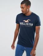 Hollister Crew T-shirt Timeless Tech Logo Slim Fit In Navy - Navy