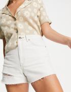 Topshop A-line Mom Shorts With Rips In White