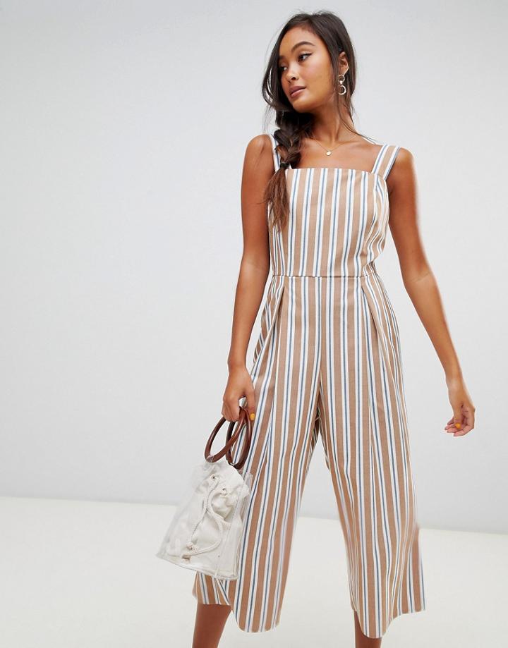 Miss Selfridge Pinafore Jumpsuit In Stripe - Multi