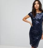 Tfnc Mini Sequin Dress With Cap Sleeve-navy