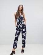 Ax Paris Floral Tulip Jumpsuit - Navy