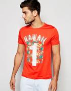 Boss Orange T-shirt With Hawaii 1 Print Regular Fit In Red - Red