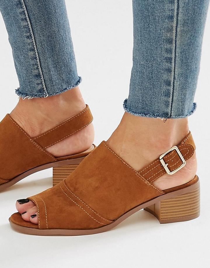 New Look Open Toe Faux Suede Sandal - Tan