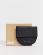 Asos Design Leather Half Circle Cardholder And Coin Ladies' Wallet In Black - Black
