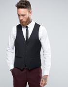 Harry Brown Slim Fit Vest In Black - Red