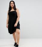 Asos Curve Mini Cami Swing Dress In Rib - Black