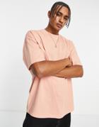 Asos Design Oversized T-shirt With Crew Neck In Washed Pink