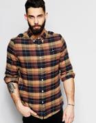 Asos Shirt In Camel Check With Long Sleeves - Camel