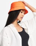 Topshop Bucket Hat In Orange