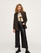 Mango Oversized Double Breasted Check Winter Blazer In Brown