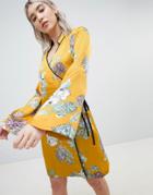 Boohoo Kimono Sleeve Dress - Yellow