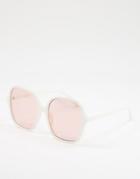 Asos Design Recycled Frame 70s Sunglasses In White With Brown Lens