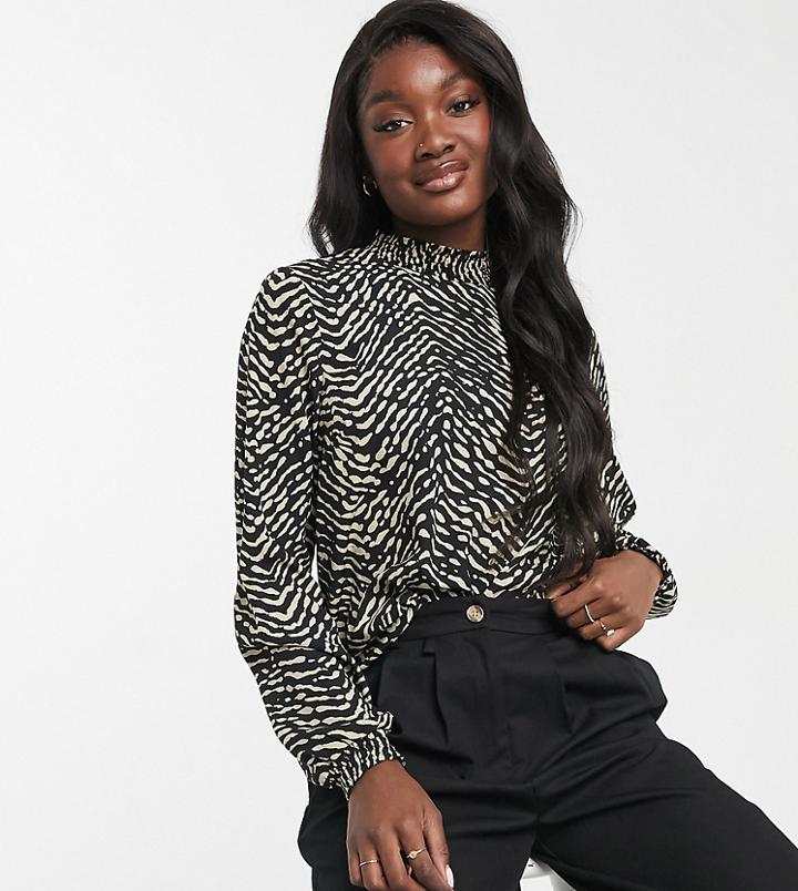 Vero Moda Tall High Neck Blouse In Animal Print-multi
