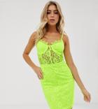 Missguided Lace Mini Dress In Lime - Green