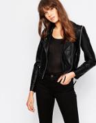 Vero Moda Pu Jacket With Asymmetric Zip - Black