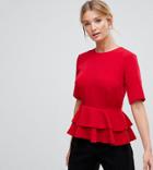 Asos Tall Fuller Bust Double Pephem Top - Red