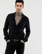Asos Design Regular Fit Viscose Shirt In Black - Black