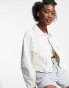 Bershka Organic Cotton Denim Jacket With Large Pockets In White