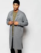 Asos Extreme Longline Oversized Duster Jacket In Gray - Gray