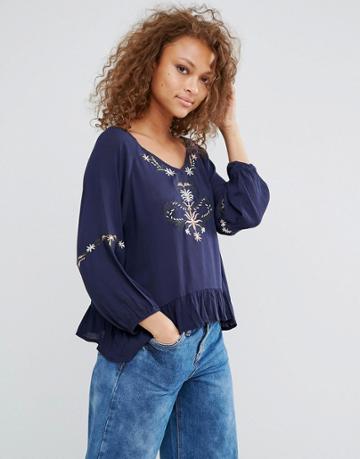 Oeuvre Embroiderred Top - Blue