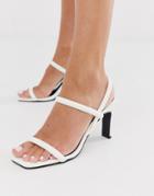 Co Wren Square Toe Barely There Heels In White