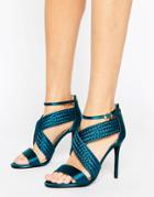 Forever Unique Claudia Cross Strap Heeled Sandal - Green
