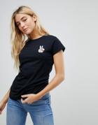 Daisy Street T-shirt With Peace Out Graphic - Black