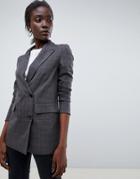 Selected Femme Check Double Breasted Blazer - Gray