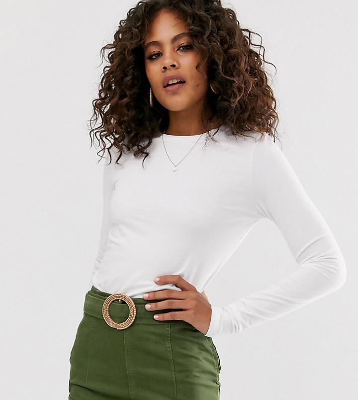 Asos Design Tall Ultimate Organic Cotton Crew Neck Long Sleeve T-shirt In White