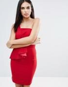 Little Mistress One Shoulder Pleat Dress - Red