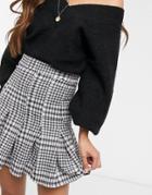 Asos Design Box Pleat Mini Skirt In Check Print-multi