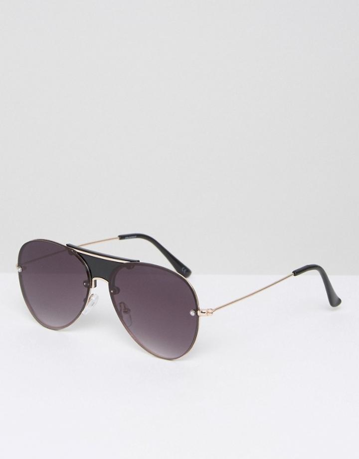 Asos Rimless Aviator Sunglasses - Black